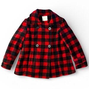 Copper Key Coat Girl's 10/12 Red Black Peacoat Buffalo Check Dillard's Classy